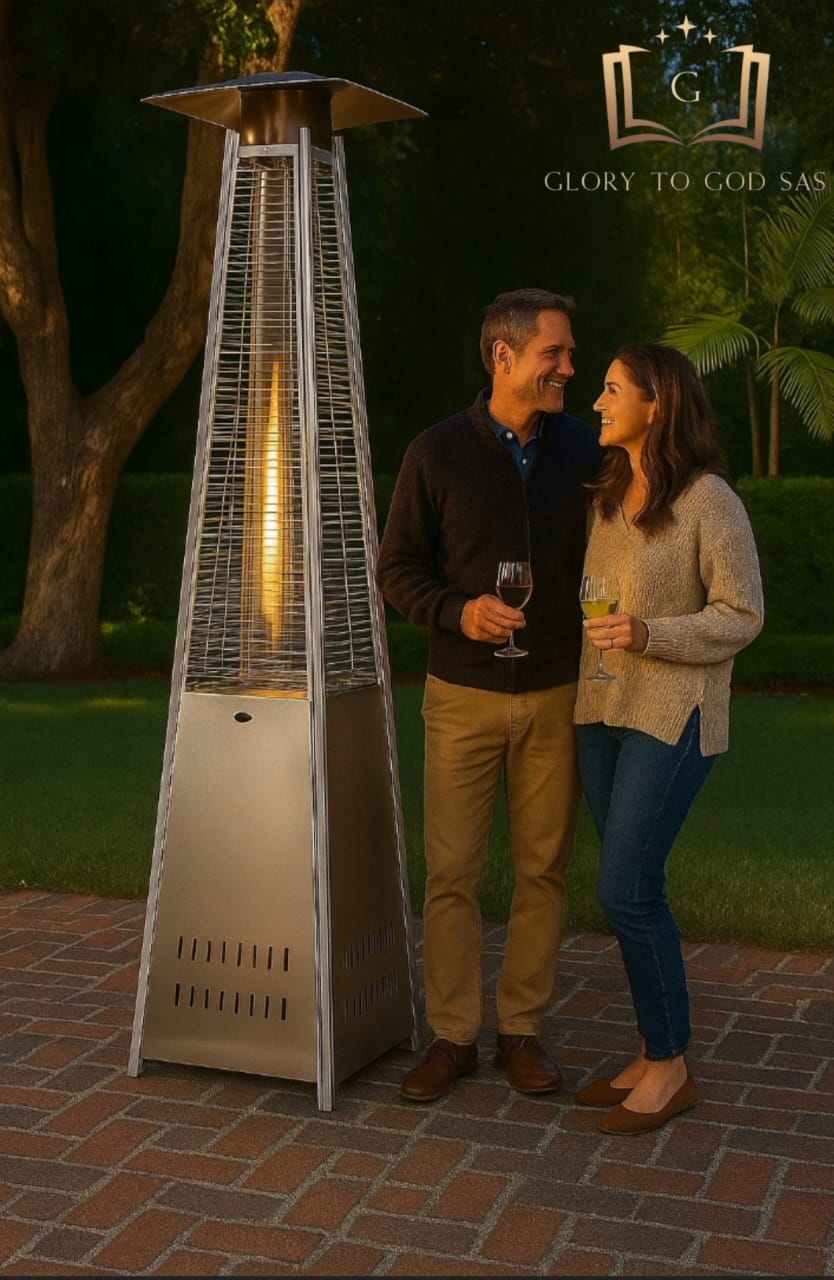 piramide acero ambien logo calefactor led piramidal acero ambientada